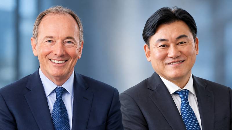 Hiroshi Mikitani and James Gorman